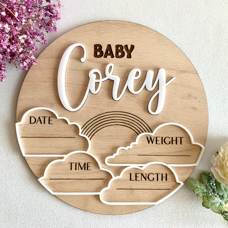 Photography Prompt - Tanda pengumuman nama bayi kustom tanda