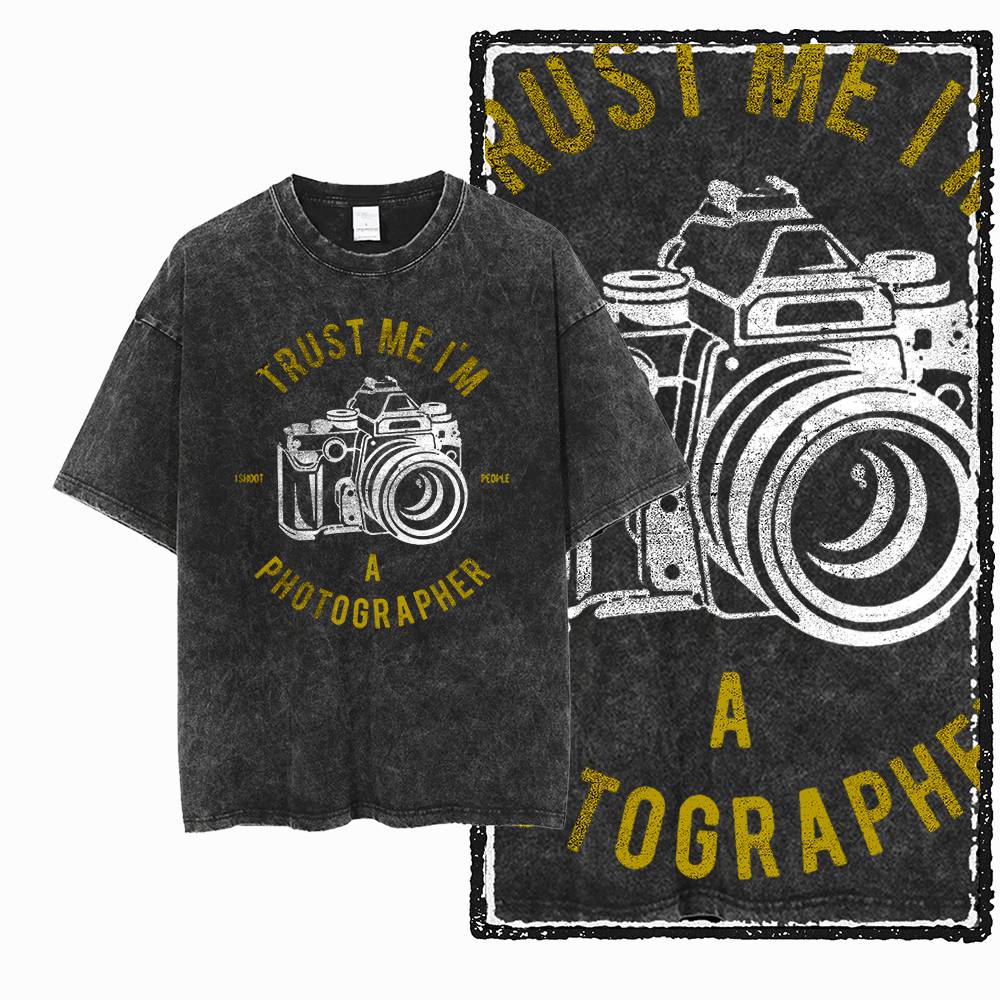 Photography Basics - Kaos Fotografer Pria Wanita Distressed Hitam